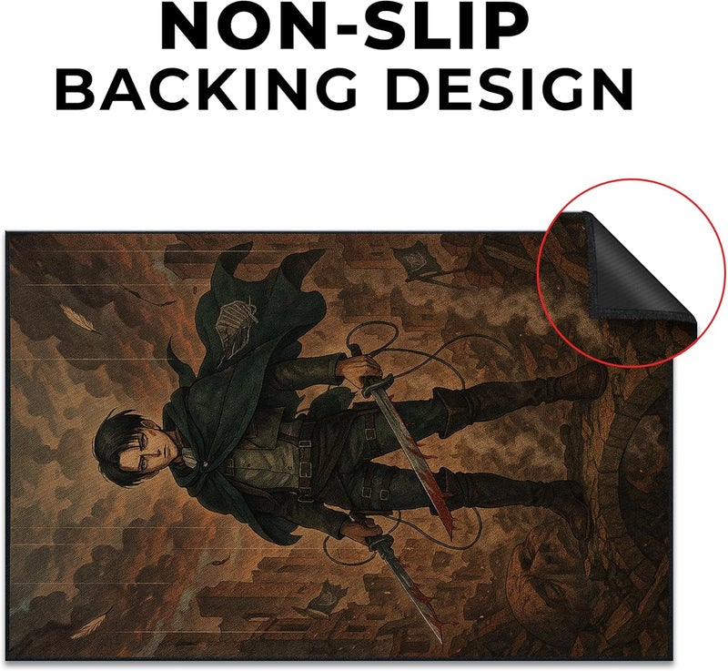 DreamController Attacck On Titaan Custom Rugs for Gamer Room (62x40inch)| Playroom Carpets Inspired by Games & Attacck On Titaan Decor for Gamers | Gamer Room Decor for Kids Teen Anti-Slip Gaming Mats - Image 3